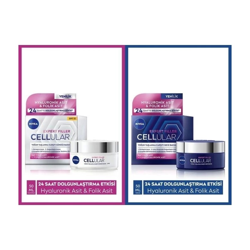 Nivea Cellular Expert Filler Gündüz ve Gece Bakımı 2'li Krem Seti