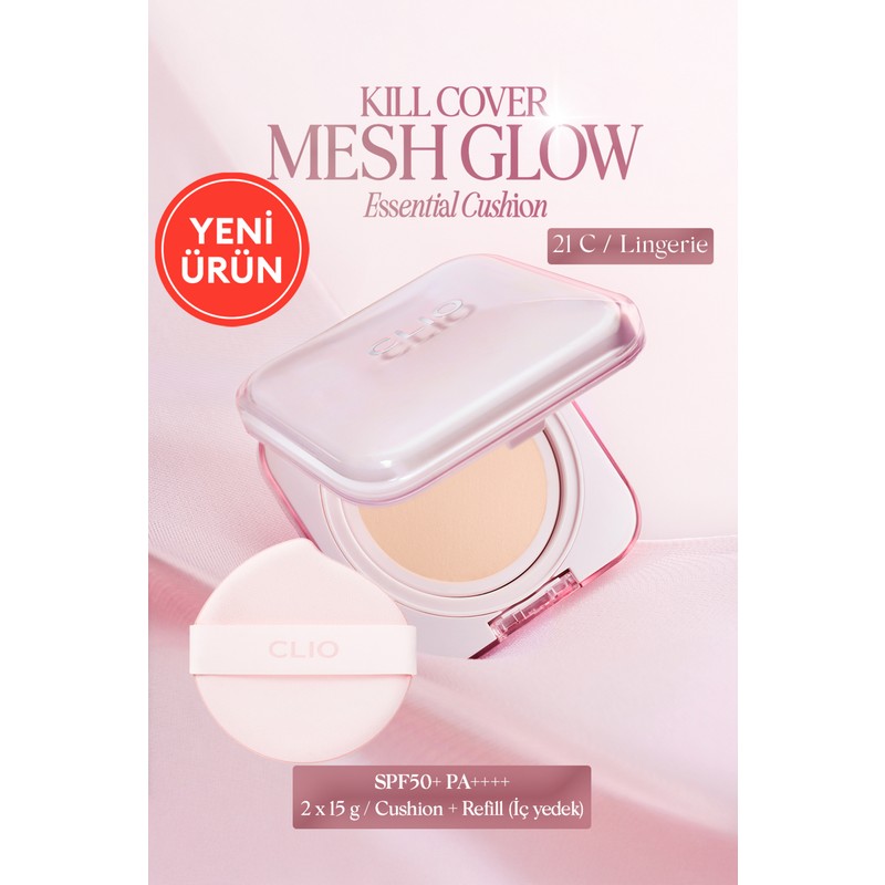 Clio Hyalüronik Asit Içerikli Clıo Kill Cover Mesh Glow Essential Cushion Set (21CLINGERIE) SPF50+ Pa++++