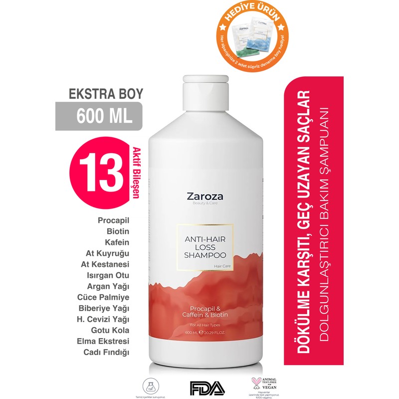 Zaroza Saç Dökülmesine Karşı Procapil & Biotin & Kafein Şampuan 600 ml