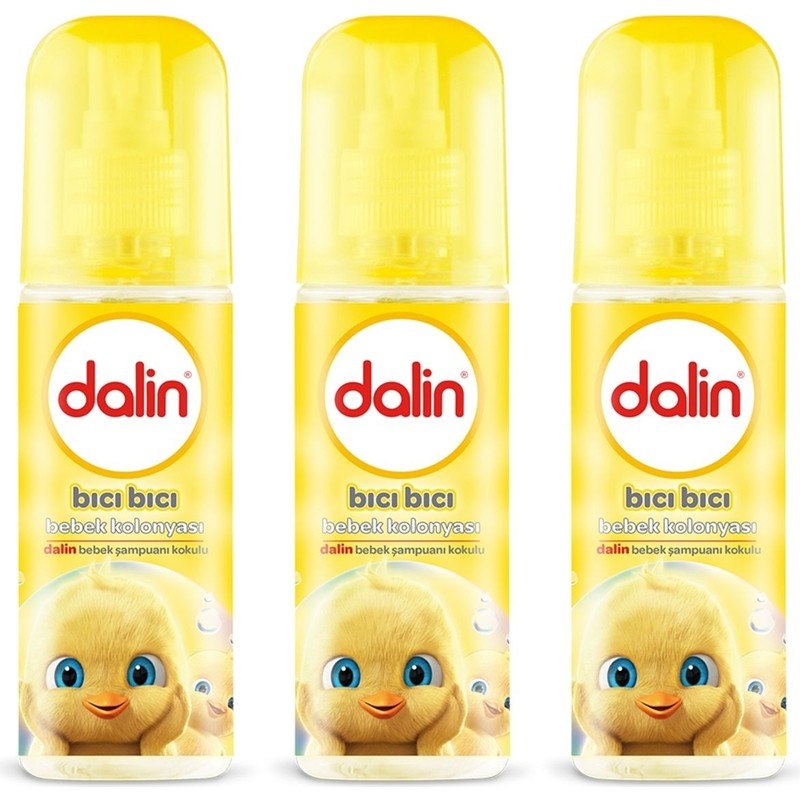 Dalin Bebek Kolonyası - Bıcı Bıcı Kokulu, Ferahlatıcı Etki, 3 x 150 ml, Paraben İçermeyen Bitkisel Formül