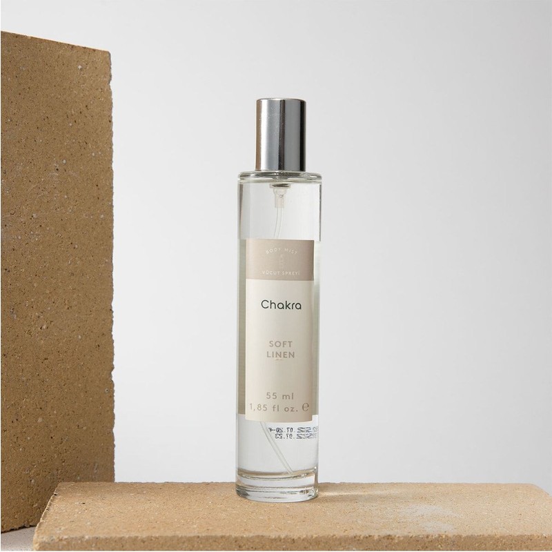 Chakra Soft Linen Vücut Spreyi 55 ml Bergamot ve Müge Çiçeği Aromalı Unisex Günlük Kullanım