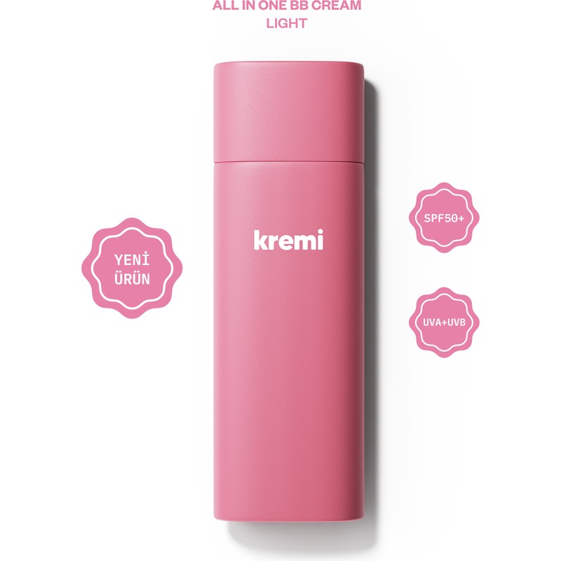 Kremi BB Krem SPF 50+ | Ton Eşitleyici, Aydınlatıcı | Tüm Cilt Tipleri İçin 50 ml Peptit İçerikli