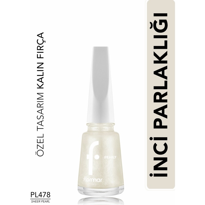 Flormar Pearly Yarı Transparan & Parlak Bitişli Sedefli Oje (PL478 Shine Pearl) 8682536104470