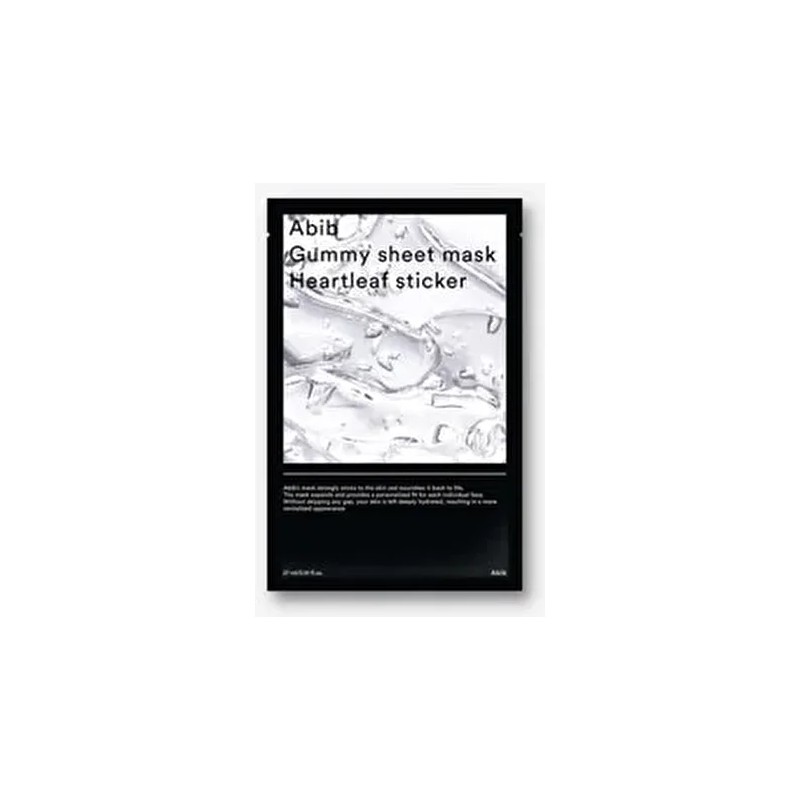 Abib Yüz Maskesi Gummy Sheet Mask Heartleaf Sticker 27 ml Tüm Cilt Tipleri İçin Nemlendirici ve Dengeleyici