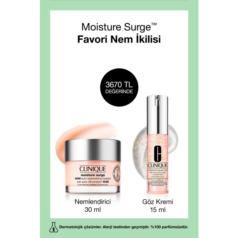 Clinique Moisture Surge™ Favori Nem İkilisi - Nemlendirici Yüz Kremi 30 ml ve Göz Kremi 15 ml Tüm Cilt Tipleri İçin