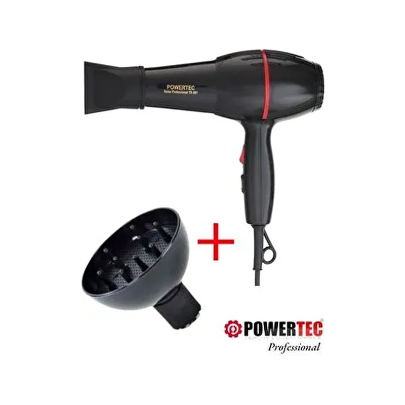 Powertec TR-801 Profesyonel Fön Makinesi + Difüzör Hacimlendirici Başlık
