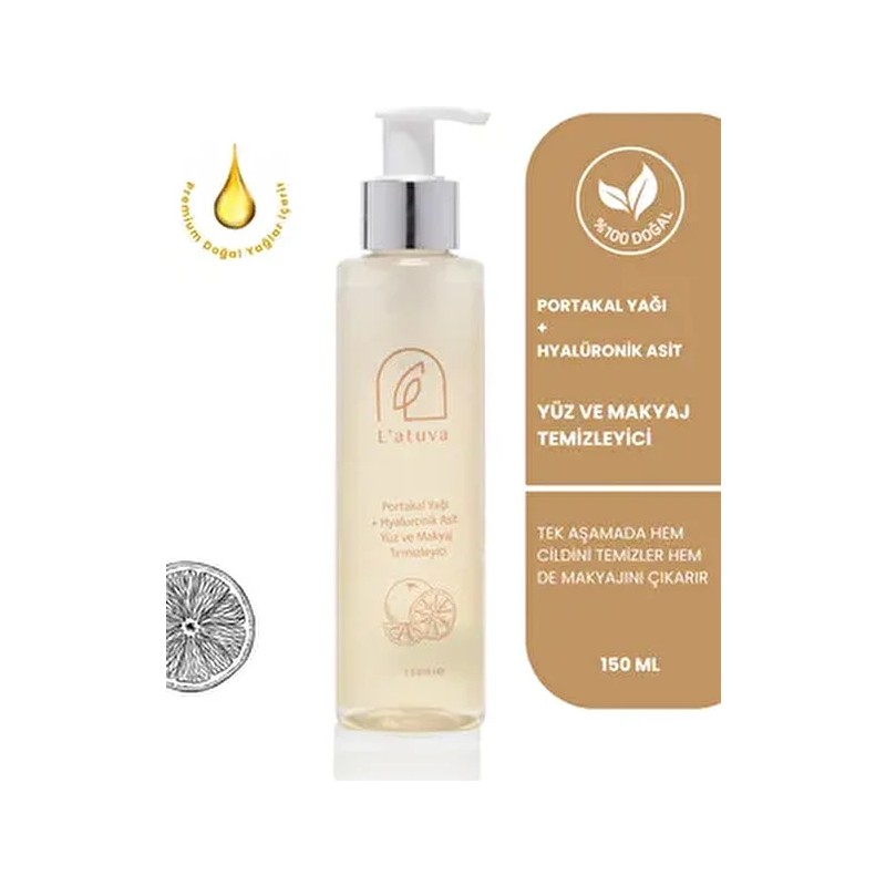 L'atuva Yüz ve Makyaj Temizleyici 150 ml Doğal İçerikli, Tüm Cilt Tipleri İçin Yağ ve Kiri Hızla Temizler