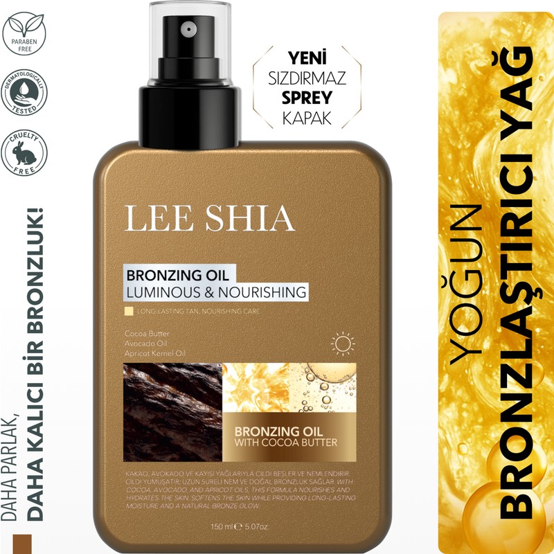Lee Shia Yoğun Bronzlaştırıcı Yağ 150 ml Kakao ve Avokado Yağı ile Cilt Bakımı
