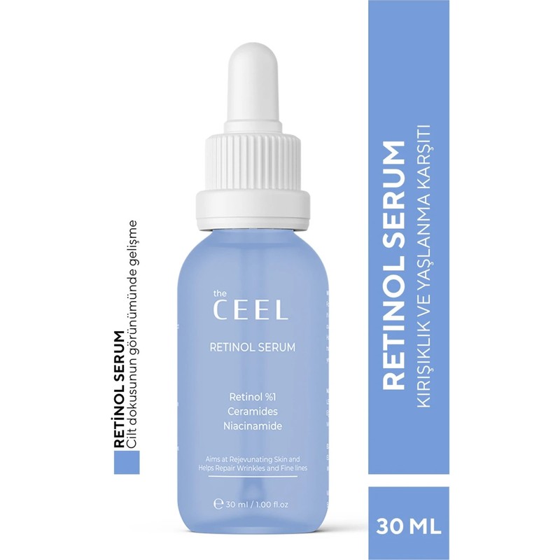 The Ceel Novalyce Kırışıklık ve Yaşlanma Karşıtı Aydınlatıcı Retinol Serum Ascorbıc Acıd, %1 Retinol & Ceramides 30 ml