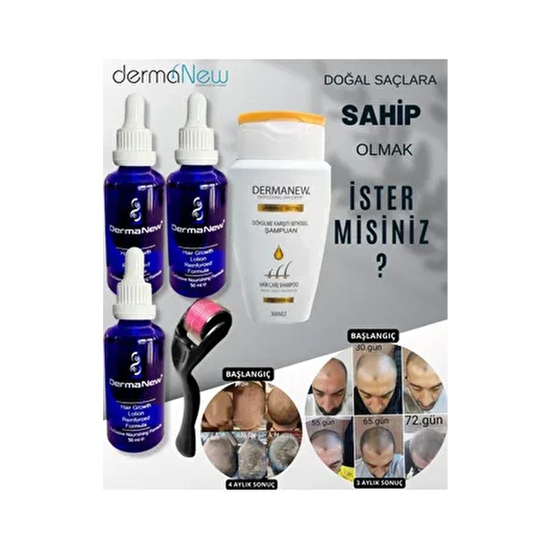 DermaNew Hair Dermanew 3 Parça Saç Bakım Seti - Suya Dayanıklı Serum Ve Yağ İle Besleyici Etki Sağlar
