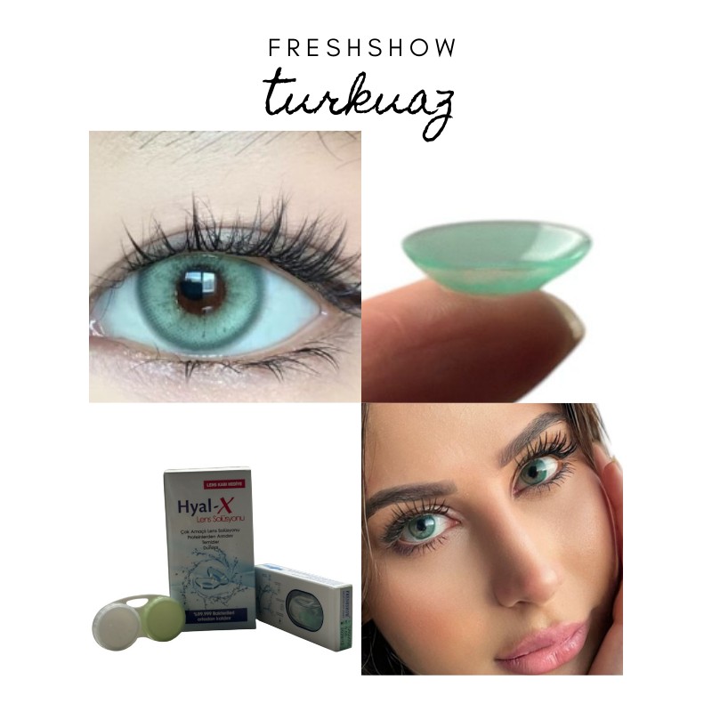 FRESHSHOW Luxury Turkuaz / Hareli Renkli Mavi Göz Kirpik Lens / Yıllık 1 Adet