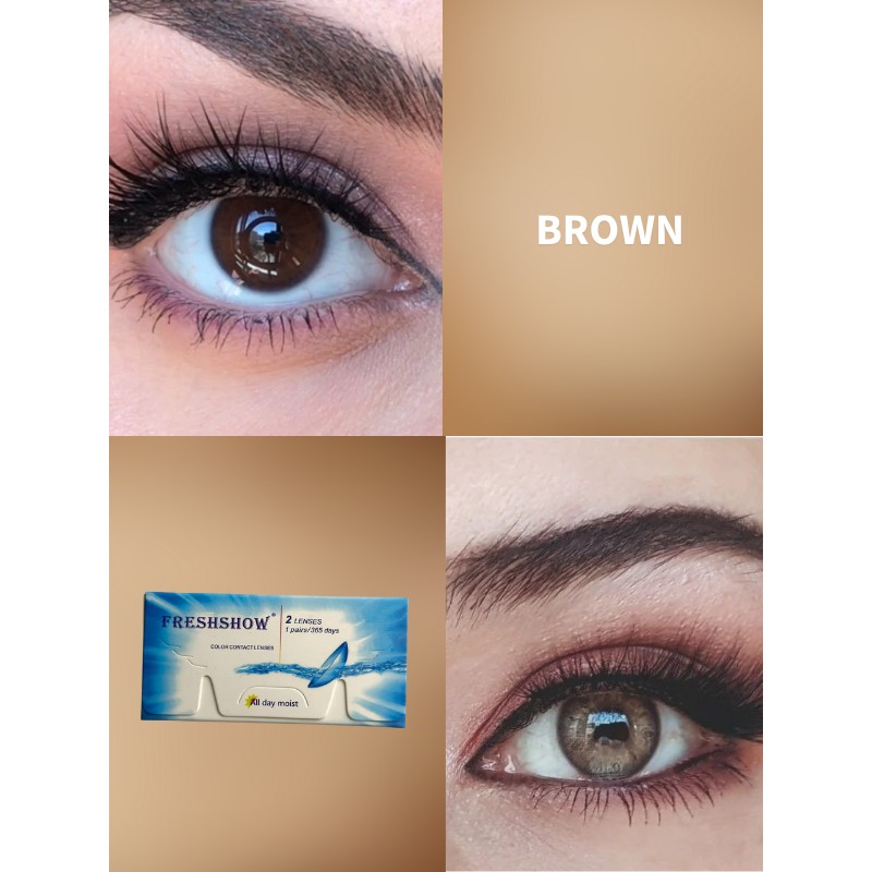 FRESHSHOW Luxury Cool Hazel / Hareli Renkli Ela Göz Kirpik Lens / Yıllık 1 Adet