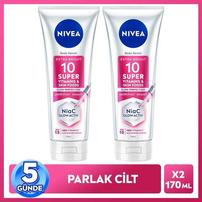 Nivea Aydınlatıcı Etkili SPF15 SUPER10 Vücut Losyonu 170 ML C Vitamini ile Nemlendirici Formül