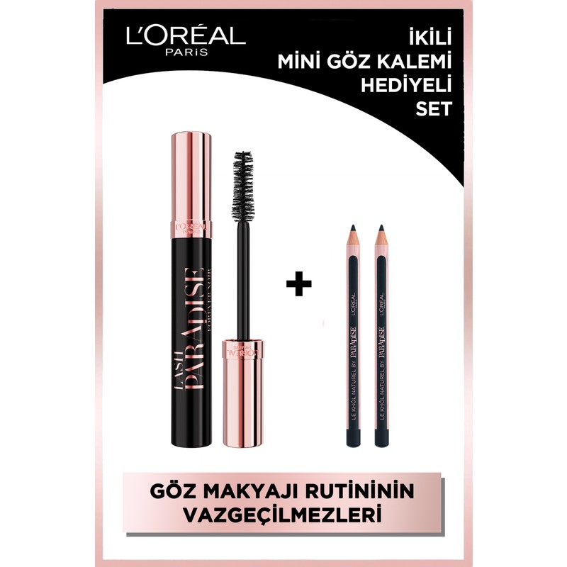 L'Oréal Paris Lash Paradise Forever Noir Maskara + 2'li L'oréal Paris Khol Paradıse Blac Cosnat Mini Liner Hediyeli Set