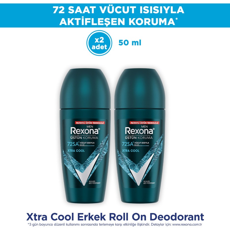 Rexona Men Üstün Koruma Erkek Roll On Deodorant Xtra Cool 50 ml x2