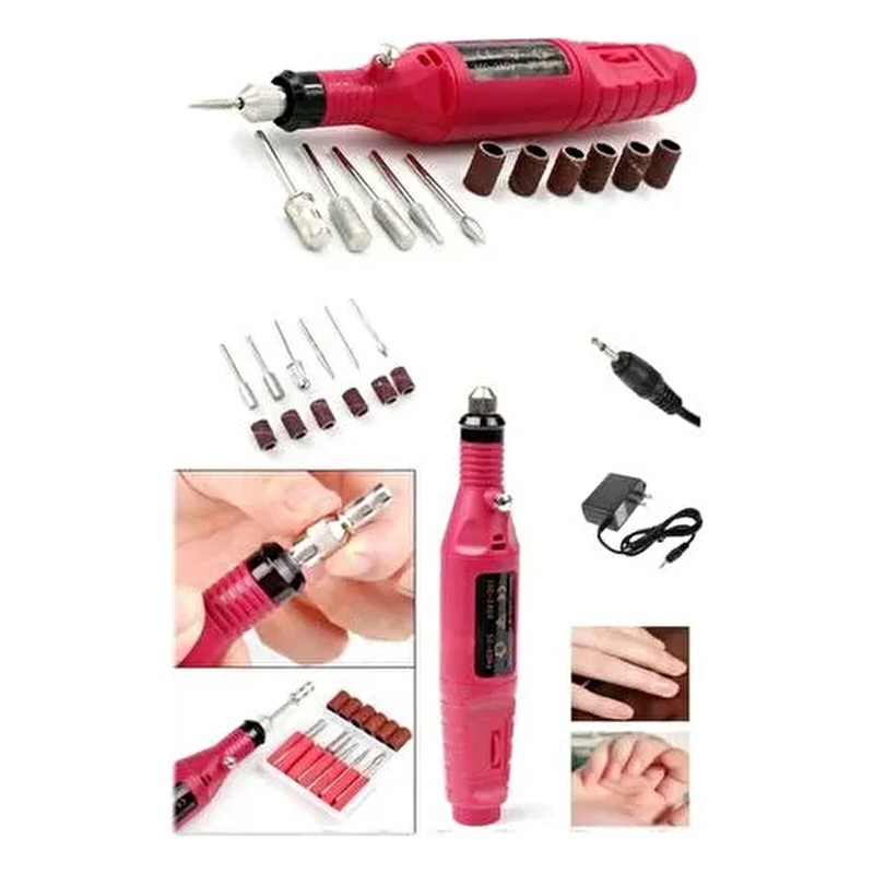 Nail Master Elektrikli Tırnak Törpü Seti Manikür Pedikür Özellikli Mantar Freze Makinesi Pembe Renk