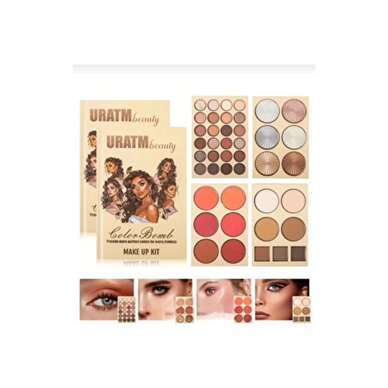 BBeauty Uratm Göz Farı Highlighter Allık Kontür Pudra Bronzer Içeren 49 'lu Kitap Model Makyaj Paleti