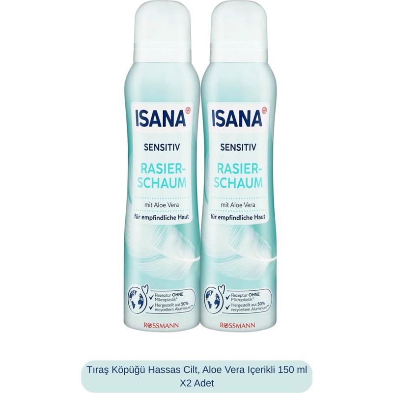 Isana Aloe Vera İçerikli Tıraş Köpüğü 150 ml X2 Adet Hassas Cilt İçin Profesyonel Tıraş Deneyimi