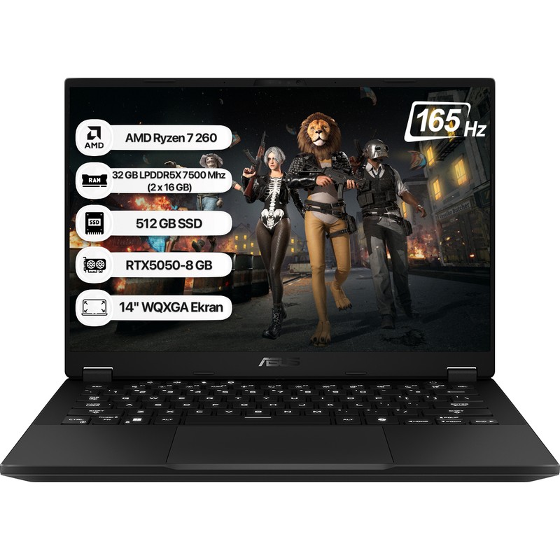 Asus Tuf Gaming A14 FA401UH-RG028 Amd Ryzen 7 260 32GB 512GB SSD RTX5050-8GB 105W Freedos 14" 165Hz Wqxga Taşınabilir Bilgisayar - En Uygun Fiyatlarla Piinti'de