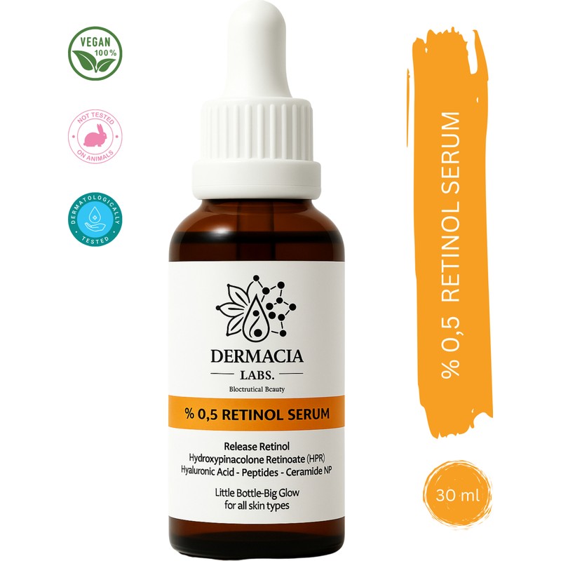 Dermacia Labs Kırışıklık ve Yaşlanma Karşıtı, 0.5% Retinol Serum 30 ml | A Vitamini, Onarıcı, Yenileyici