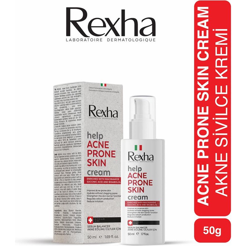 Rexha Beauty Sivilce ve Akne Karşıtı-Sivilce Akne Kurutucu - Siyah Nokta-Leke-Iz Karşıtı Bakım Kremi-50 ml