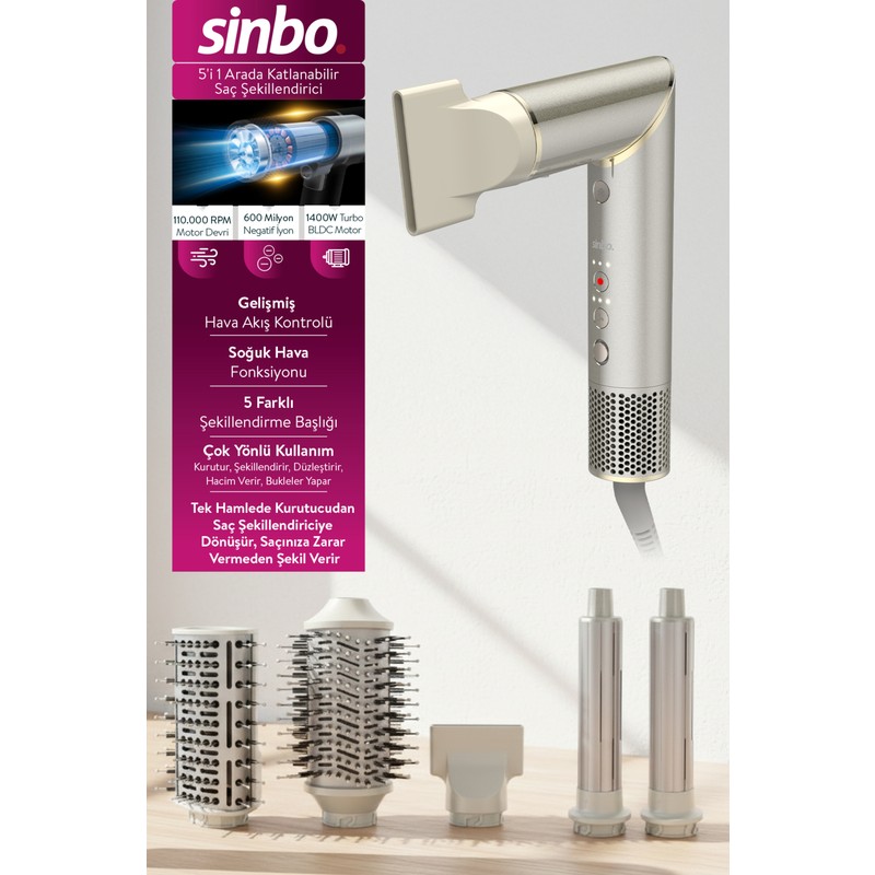 Sinbo SHD-1721 Saç Şekillendirme Cihazı 30 mm – 40 mm Seramik Plaka ile 3 Isı Kademesi Özelliği