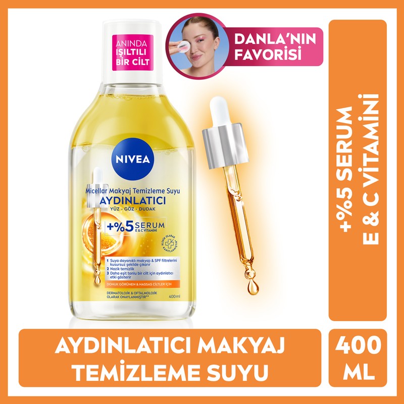 Nivea Makyaj Temizleme Suyu - Normal ve Hassas Ciltler için Besleyici Etki, C Vitamini ile Zenginleştirilmiştir, 400 ml