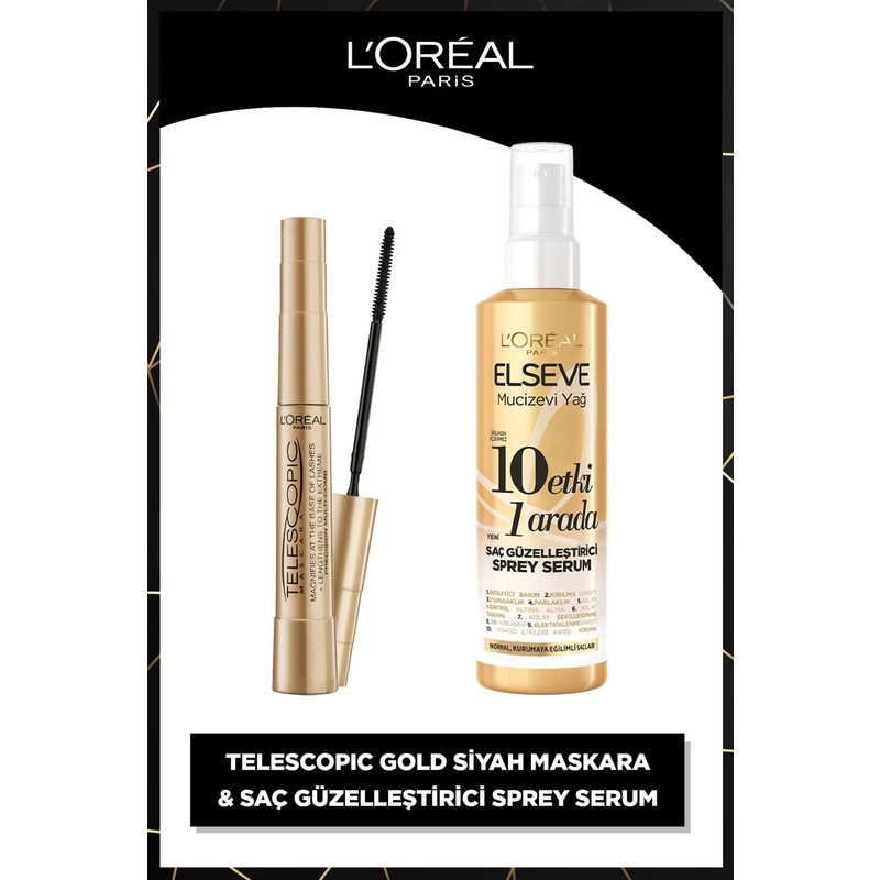 L'Oréal Paris L'oreal Paris Telescopic Maskara & Mucizevi Yağ 10 Etki 1 Arada Saç Güzelleştirici Sprey Serum 150ML