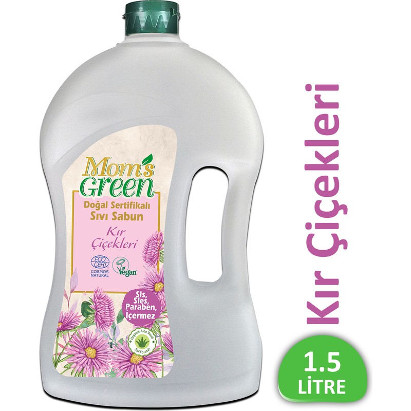 Mom's Green Doğal Sertifikalı Sıvı Sabun - Kır Çiçekleri 1500 ml Ecocert Cosmos