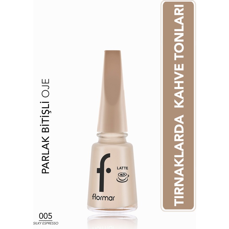 Flormar Latte Nail Enamel Yüksek Pigmentli & Parlak Bitişli Oje (Silky Espresso) 8682536104593