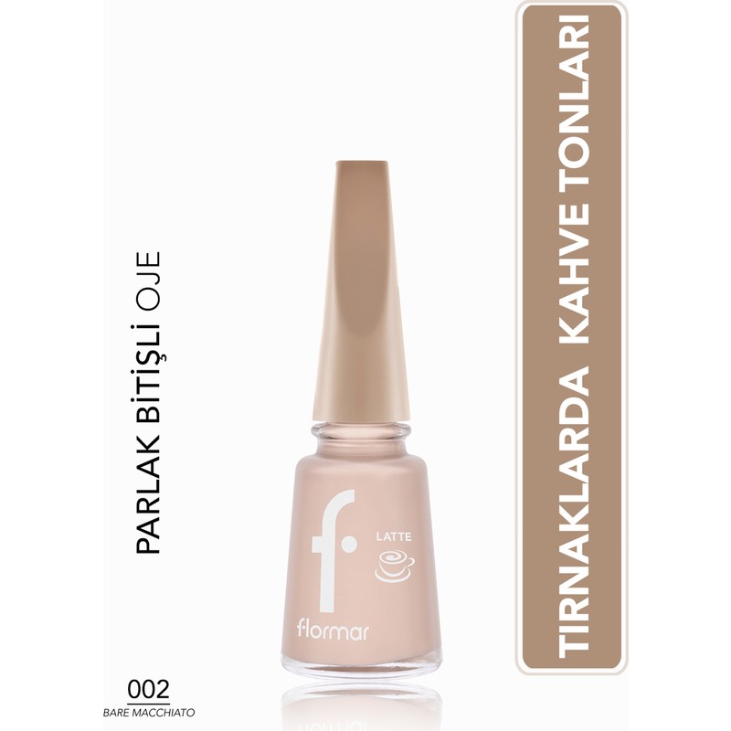 Flormar Latte Nail Enamel Yüksek Pigmentli & Parlak Bitişli Oje (002 Bare Macchiato) 8682536104531