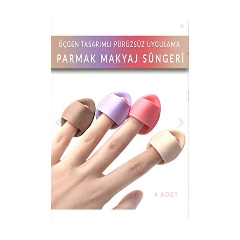 Moc Allure Parmak Makyaj Süngeri - Mini Puf Kapatıcı Pudra Süngeri 4 Adet Çok Renkli Cilt Dostu Kullanım