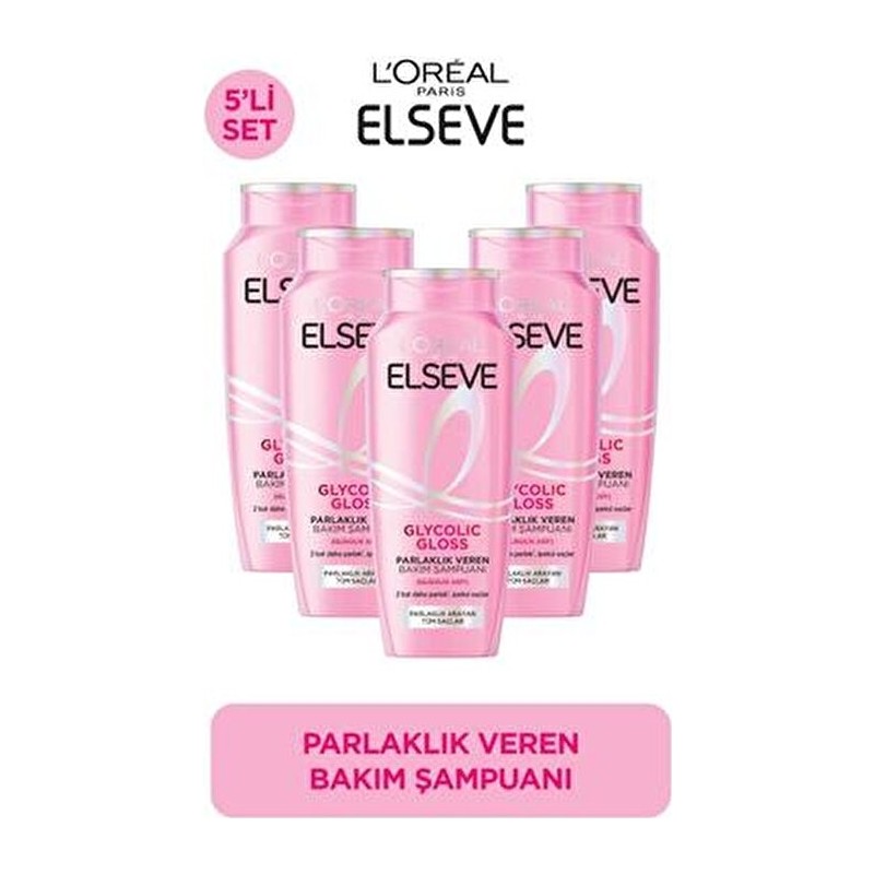 Elseve L'Oréal Paris 5'li Glycolic Gloss Parlaklık Veren Bakım Şampuanı 300 ml Tüm Saç Tipleri İçin