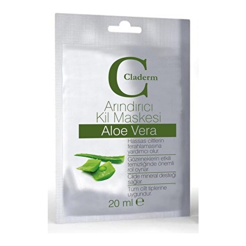 Claderm Aloe Vera Kil Maskesi Kırışıklık Karşıtı Etkiyle Tüm Cilt Tiplerine Uygun 20 ml