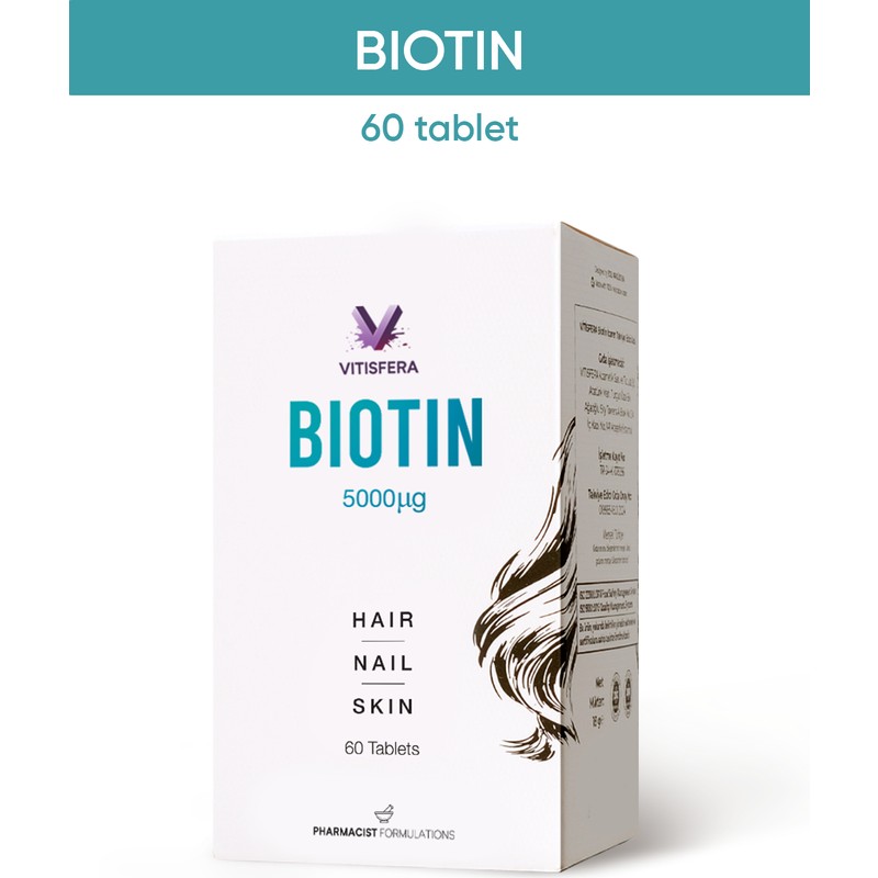 Vitisfera Biotin 5000 mcg 60 Tablet Saç, Tırnak ve Cilt Sağlığı İçin Destekleyici Takviye