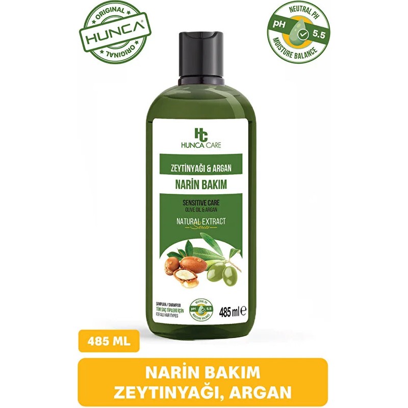 Hunca Care Argan ve Zeytinyağlı Şampuan Dökülme Karşıtı Besleyici ve Onarıcı 485 ml