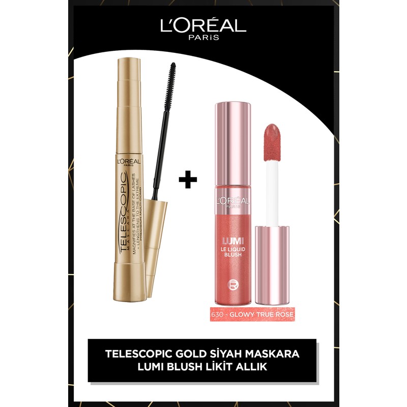 L'Oréal Paris L’oréal Paris Lumi Blush Likit Allık - Glowy True Rose & L'oréal Paris Telescopic Maskara