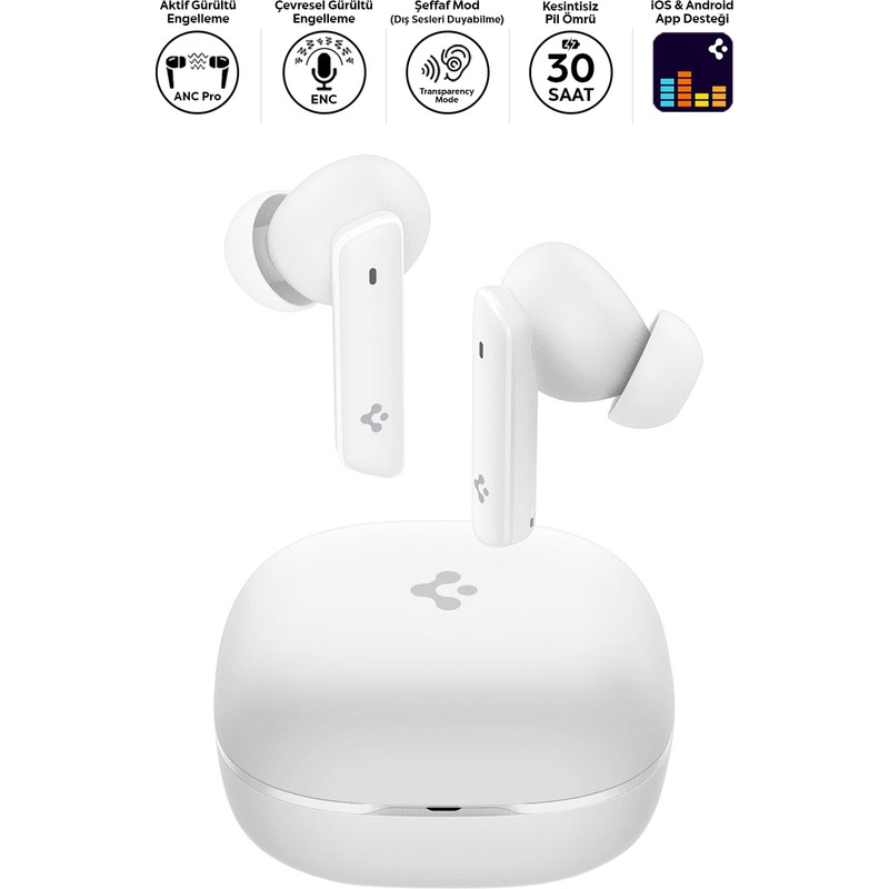 Spigen Audio TWS P20 Bluetooth Kablosuz Kulaklık - ANC Pro Aktif Gürültü Engelleme & 10mm Graphene Sürücü & 30 Saat & ENC 6 Mikrofon & Şeffaf & Gaming Mod iPX5 Beyaz - ASD07964 (Spigen TR Garantili) - Piinti Fiyat Karşılaştırması