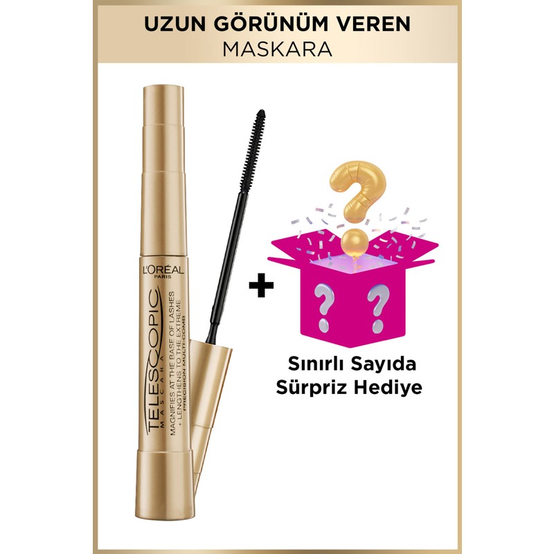 L'Oréal Paris L'oreal Paris Telescopic Gold Maskara - Siyah + Sürpriz Hediye