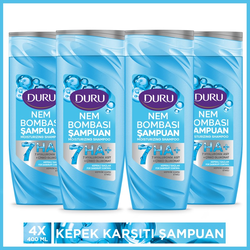 Duru Nem Bombası Kepekli Saçlar Için Kepeğe Karşı Etkili Şampuan 4x400 Ml