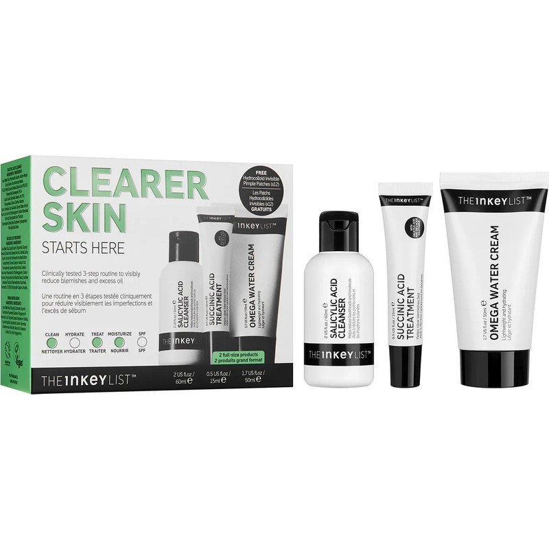 The Inkey List Clearer Skin Starts Here - Kusursuzluk Giderici Bakım Seti 60 ml + 15 ml + 50 ml + 12 Adet