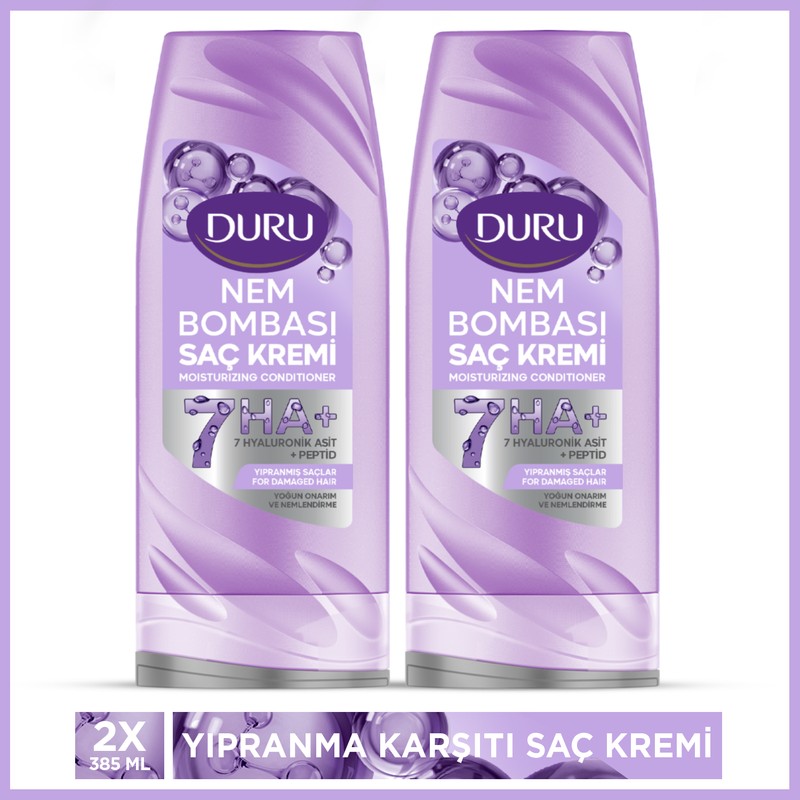 Duru Nem Bombası Yıpranmış Saçlar Için Yoğun Onarıcı ve Nemlendirici Saç Kremi 2x385 Ml