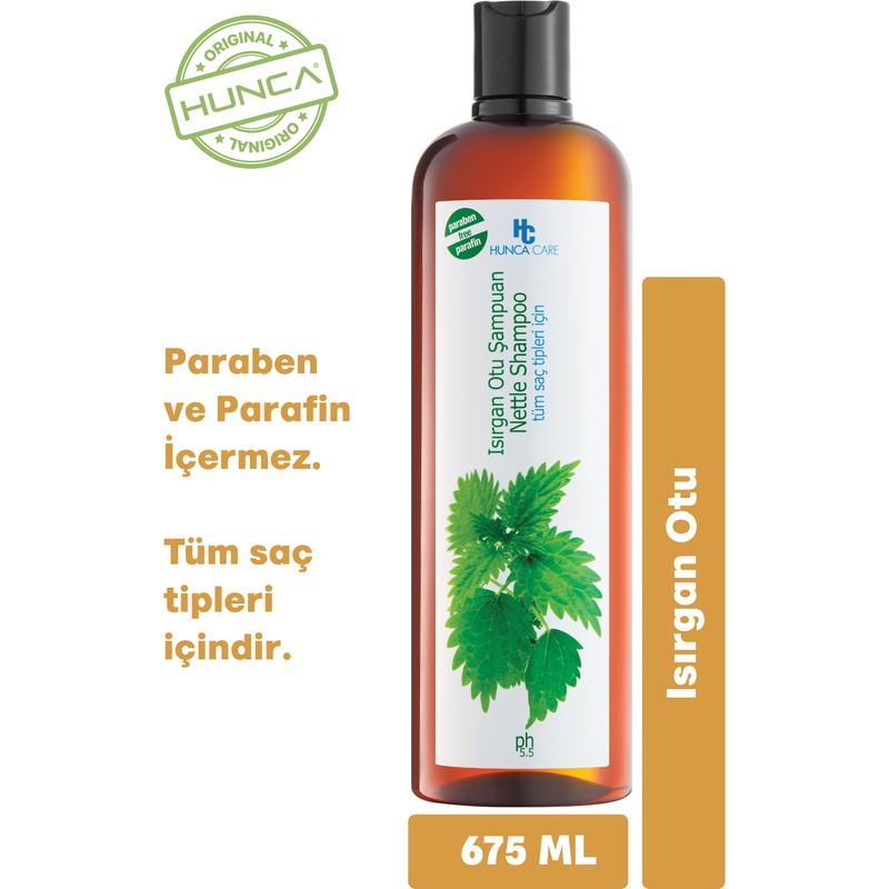 Hunca Care 675 ml Isırgan Otu Şampuan Paraben İçermeyen Doğal İçerik ile Saç Dökülmesine Karşı