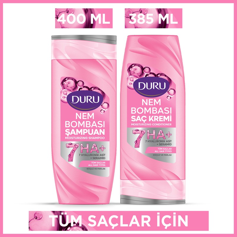Duru Nem Bombası Tüm Saçlar Için Şampuan 400 Ml & Saç Kremi 385 Ml