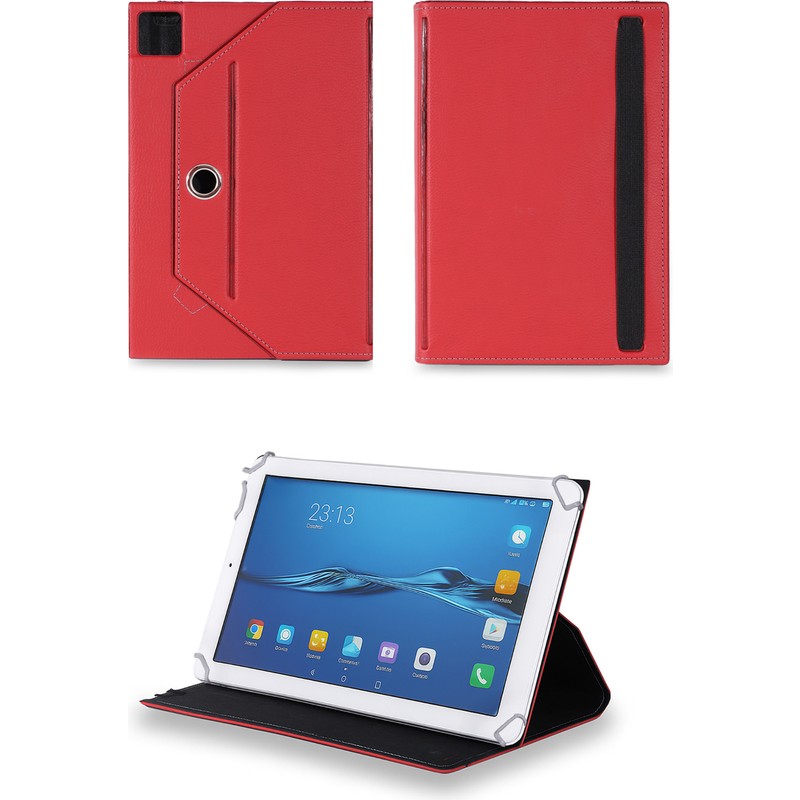 Velvoria Alcatel Pixi 4 - 7" Tablet Uyumlu Standlı Üniversal Kapaklı Kırmızı Tablet Kılıfı