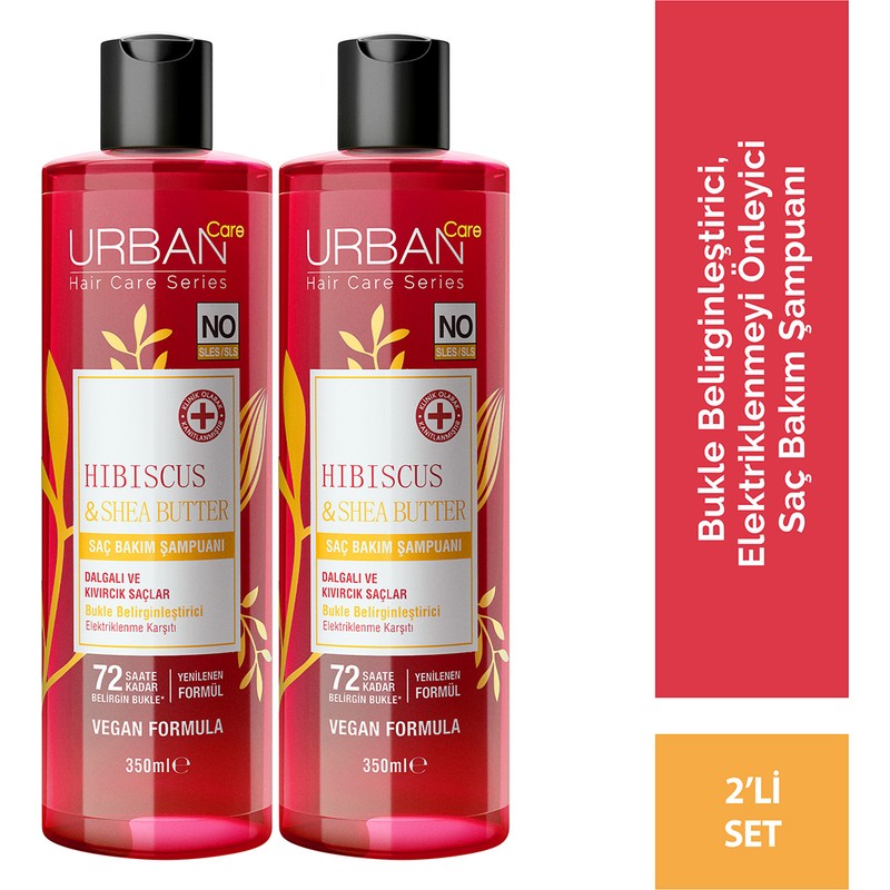 Urban Care Hibiscus & Shea Butter Kıvırcık ve Dalgalı Saçlara Özel Şampuan Set 2X350ML-SÜLFATSIZ-VEGAN