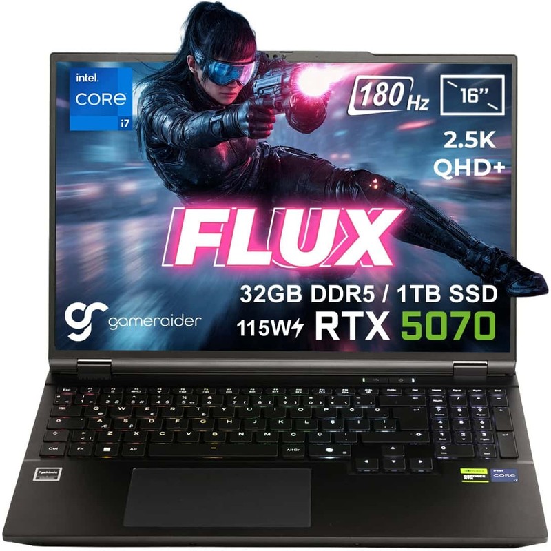 GameRaider FLUX GR16 Intel Core i7-14650HX 32GB DDR5 1TB SSD RTX 5070 8GB 115W 16 inç 2.5K QHD+ 180Hz FreeDos Gaming Laptop - Piinti Fiyat Karşılaştırması