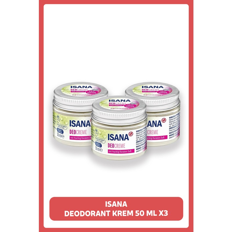Isana 150 ml x 3 Krem Deodorant Vegan Formül ile Ter ve Kötü Kokulara Karşı Etkili