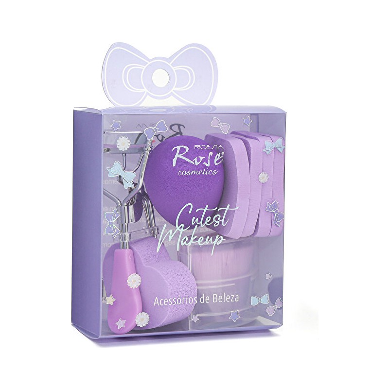 Roesia Rose Cosmetics Lüks 8'li Fırça, Sünger, Kirpik Kıvırıcı Seti