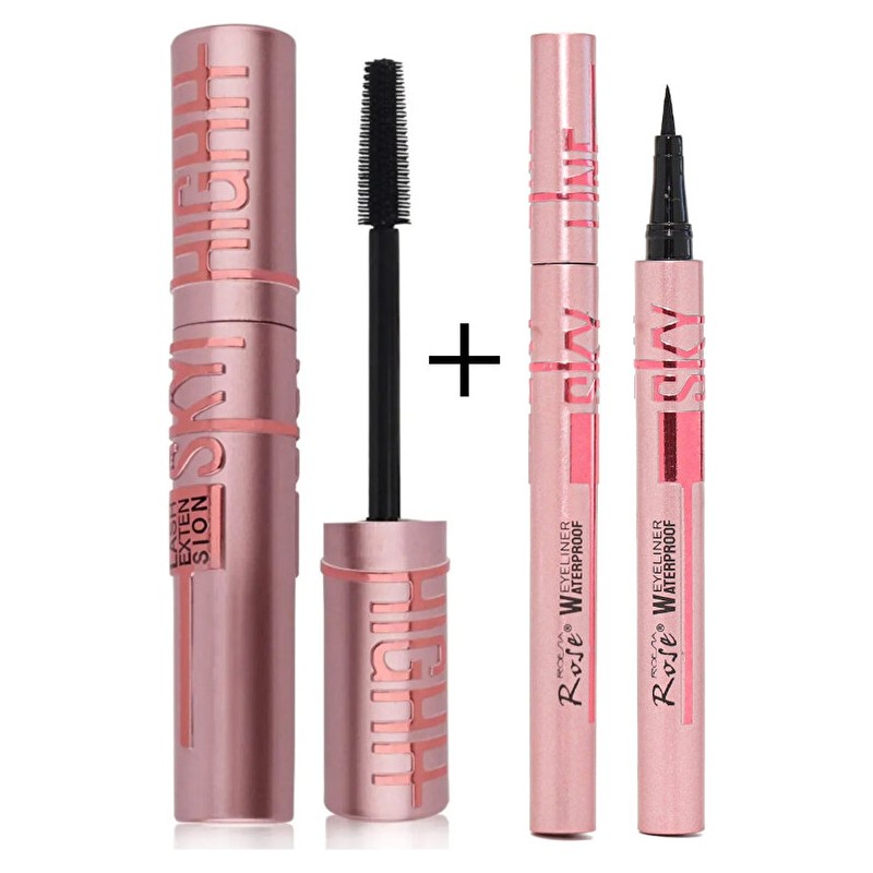 Roesia Rose Cosmetics Sky Hıgh Set: Hacimli Maskara ve Göz Belirginleştirici Kalem Eyeliner